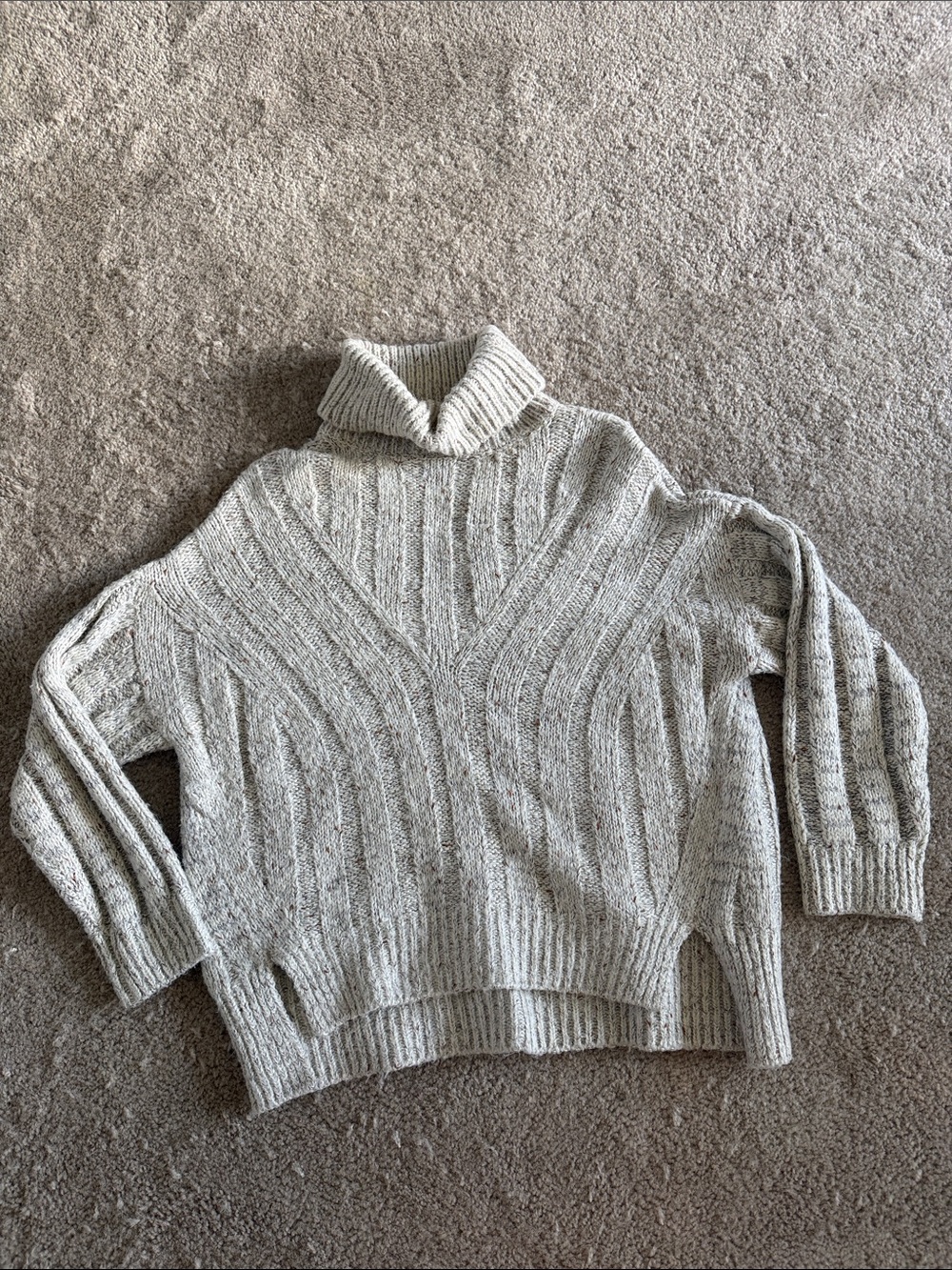 Moon River Cream Cable Turtleneck Sweater